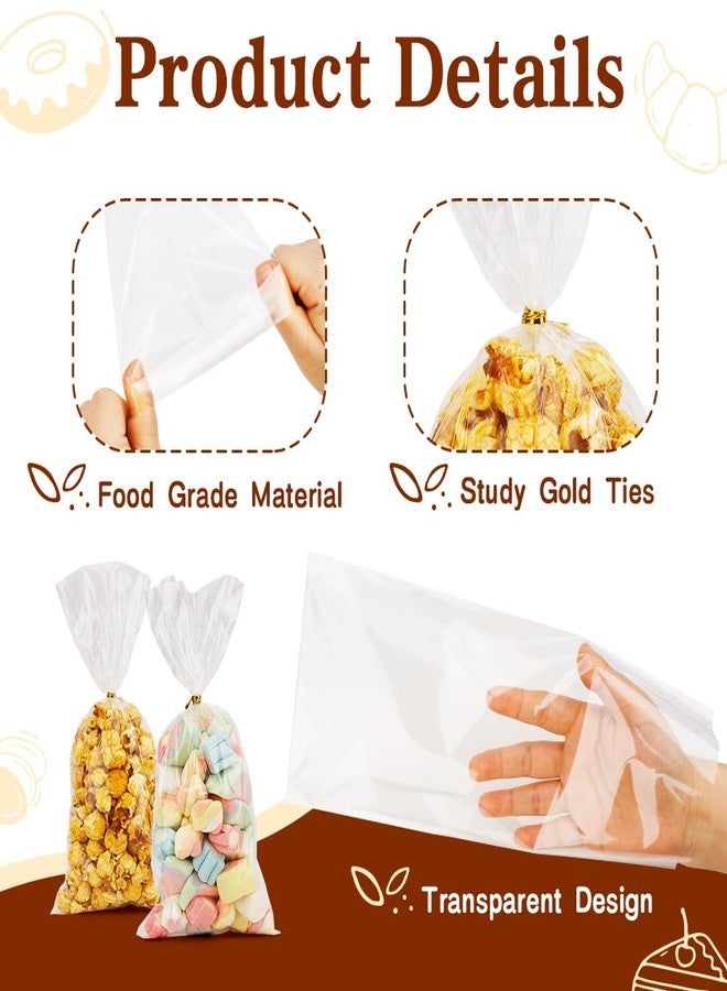 Leislam Cellophane Treat Bags, 100 PCS Clear Cellophane Bags, Plastic Cello Candy Cookies Goodie Gift Bag with Twist Ties for Valentines Easter St. Patrick Birthday Graduation Party Favors Supplies 5x11 Inch - Image 4